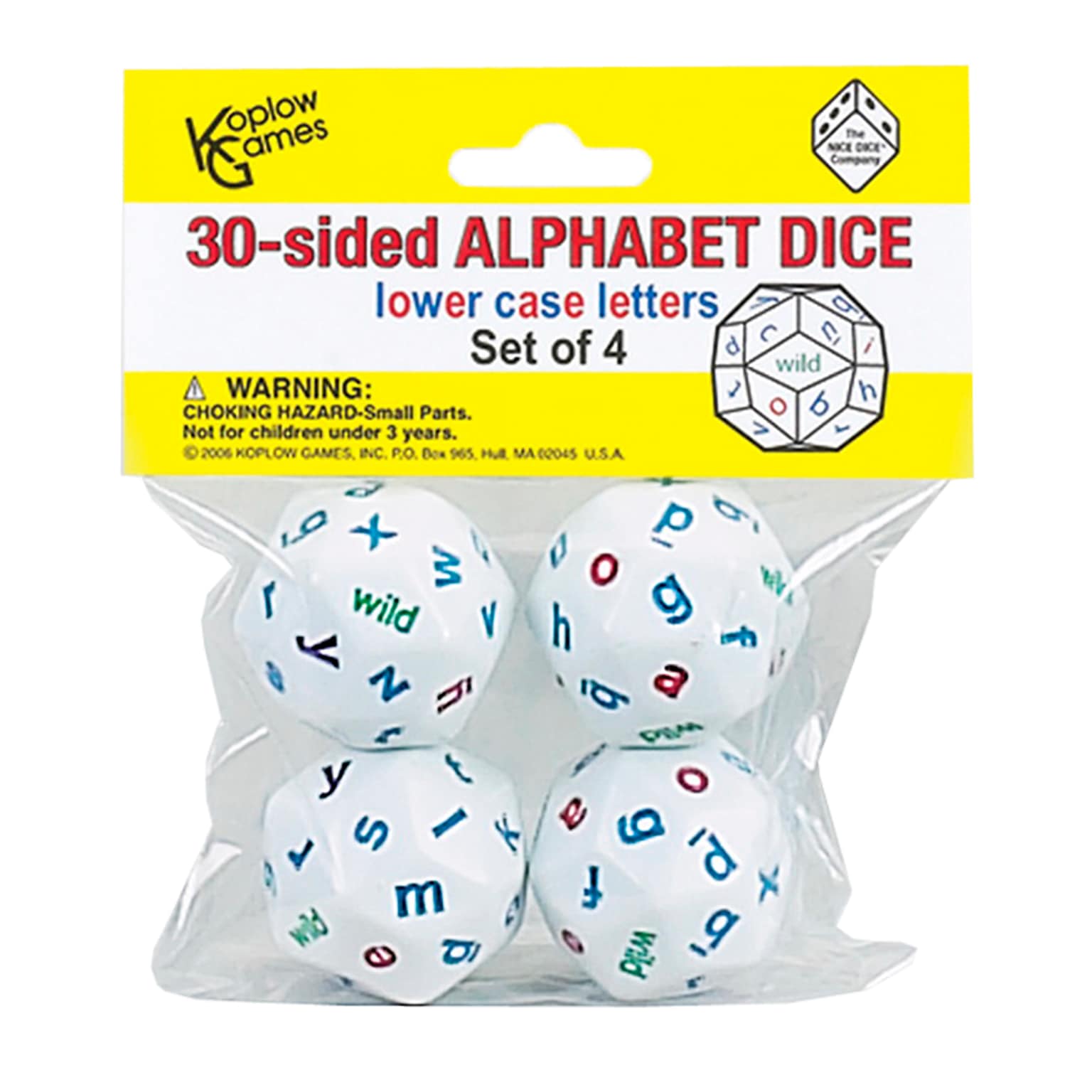 Koplow Games Dice, Alphabet Dice, 4 Colors