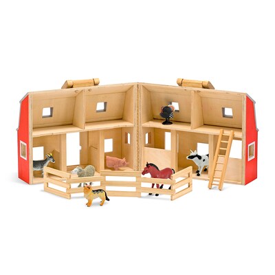 Melissa & Doug Wooden Fold & Go Barn Play Set (LCI3700)