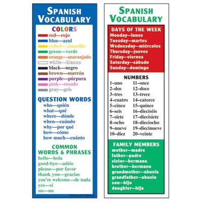 McDonald Publishing Smart Bookmarks, Spanish Vocabulary
