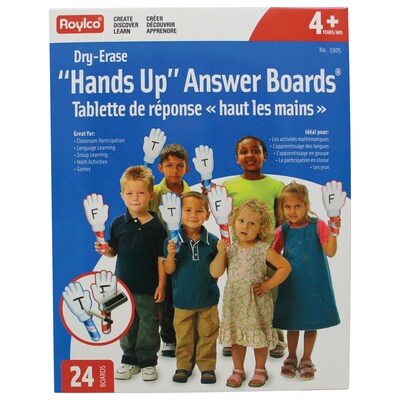 Roylco Hands Up Answer Boards Dry-Erase Whiteboard, 5 x 12, 24/Pack (R-5905)