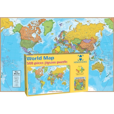 Round World Products® World Map International Jigsaw Puzzle, 500-Piece (RWPHMP01)