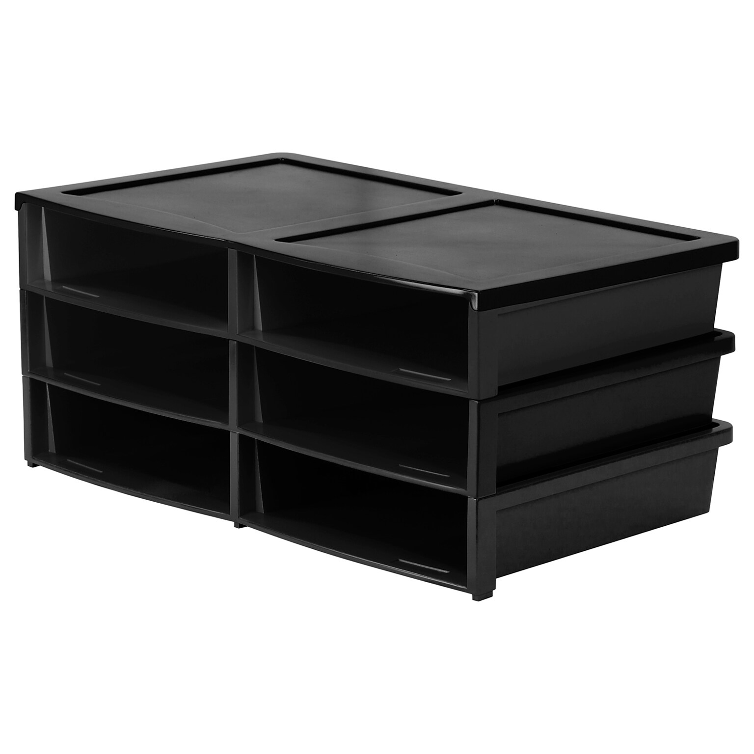 Storex Plastic Quick Stack Organizer, 20.4 x 13.5 x 8.6, Black (STX61446E01C)