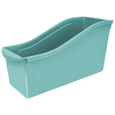 Storex Large Book Bin, 14.3L x 5.3W x 7H, Teal, Set of 6 (STX71107U06C)