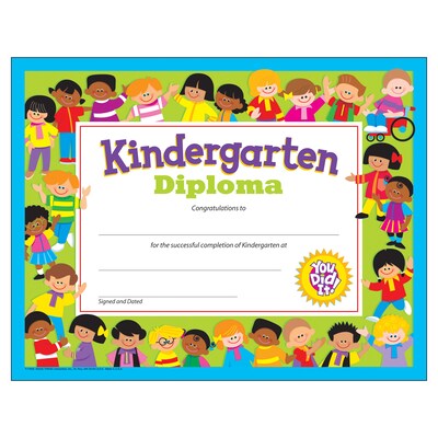 Colorful Classic Certificates, Kindergarten Diploma, 8 1/2 x 11, 30 per Pack