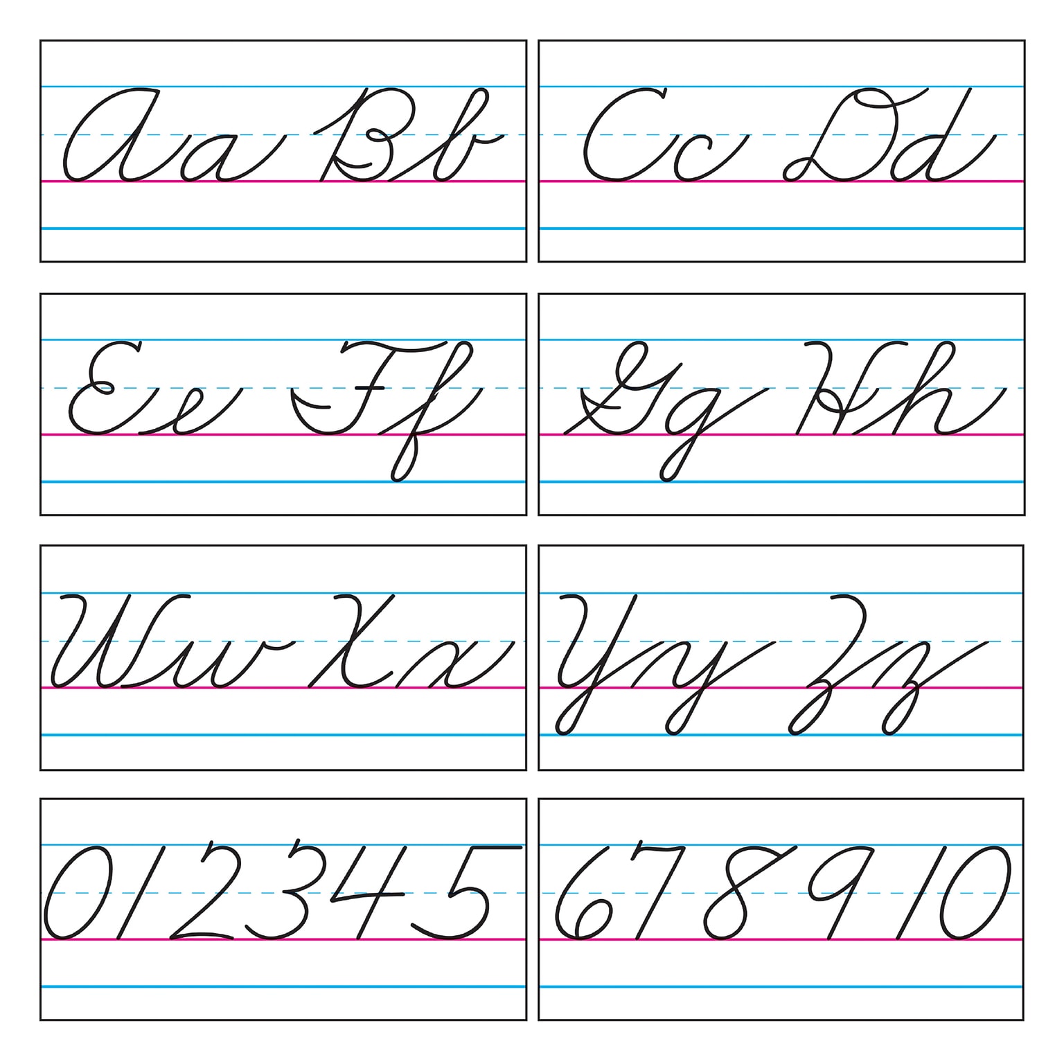 Trend Enterprises Basic Alphabet Zaner-Bloser Cursive Bulletin Board Set, 15 pieces (T-1859)