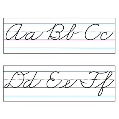 Trend Enterprises Basic Alphabet Zaner-Bloser Cursive Bulletin Board Set, 15 pieces (T-1859)