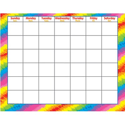 Trend Wipe-Off Monthly Calendar Grid, Tie-Dye