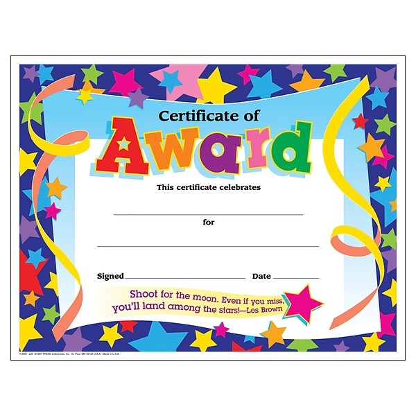 Trend Certificate of Award Colorful Classics Certificates, 30 CT (T-2951)
