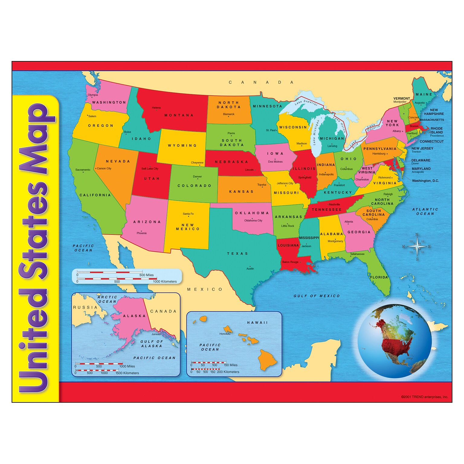 United States Map Learning Chart