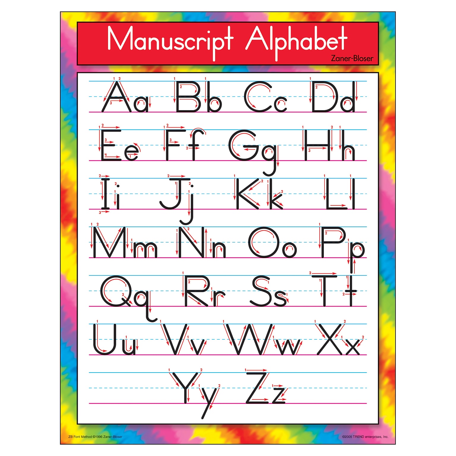 Trend Enterprises Manuscript Alphabet Learning Chart, 17W x 22H (T-38134)