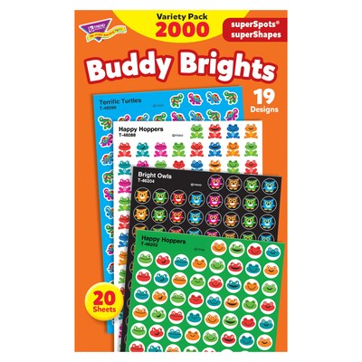 TREND® Buddy Brights superSpots® and superShapes Stickers Variety Pack, 2000/pkg (T-46930)
