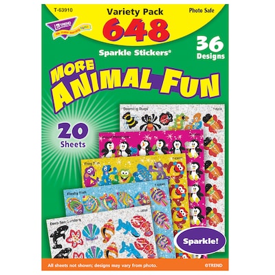 TREND® Animal Fun Sparkle Stickers® Variety Pack, 656 Count (T-63910)