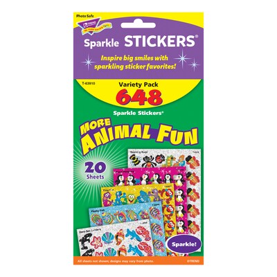 TREND® Animal Fun Sparkle Stickers® Variety Pack, 656 Count (T-63910)