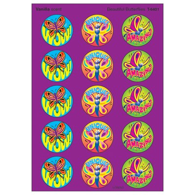 Trend Beautiful Butterflies/Vanilla Stinky Stickers, 60 ct. (T-6401)