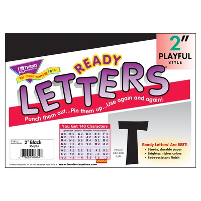 Trend Enterprises® Playful Ready Uppercase Letter, 2", Black