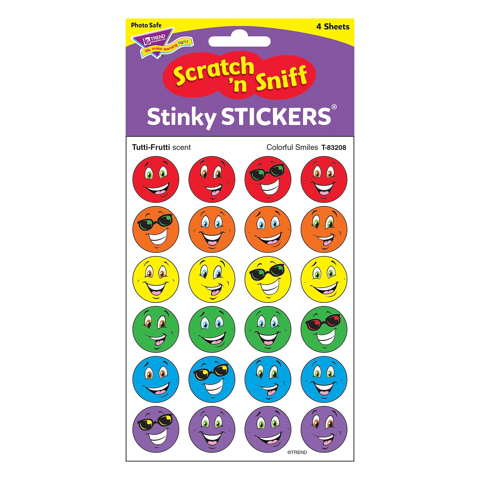 Trend Colorful Smiles/Tutti-Frutti Stinky Stickers, 96 ct. (T-83208)