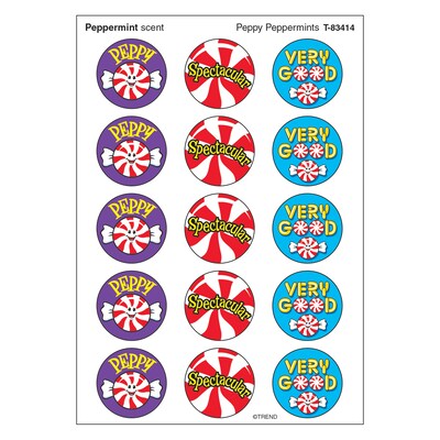 Trend Peppy Peppermints - Peppermint Stinky Stickers Large Round, 60 ct. (T-83414)