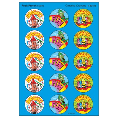 Trend Creative Crayons - Fruit Punch Stinky Stickers Large Round, 60 ct. (T-83416)