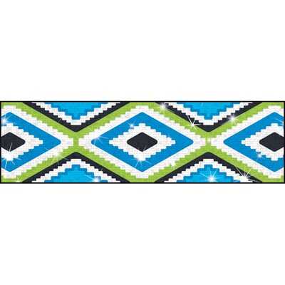 Trend Enterprises® Toddler - 12th Grade Aztec Bolder Border, Blue Sparkle Plus, 10/Pack