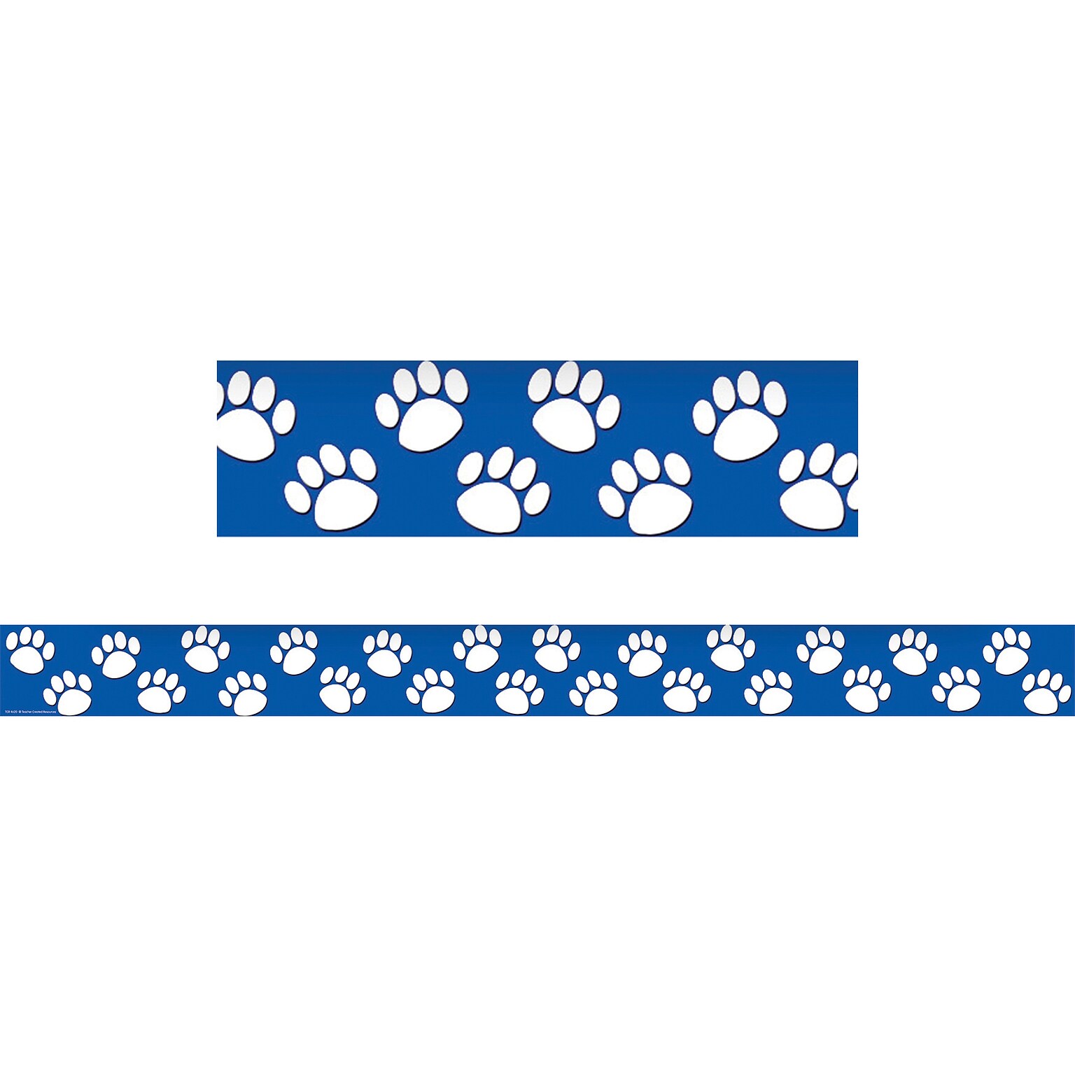 Teacher Created Resources® Straight Bulletin Board Border Trim, Blue/White Paw Prints, Pre-School - 12th Grades (TCR4620)