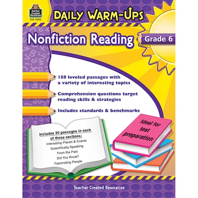 Teacher Created Resources Daily Warm-Ups Nonfiction Reading Activity Book, Grade 6