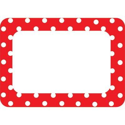 Teacher Created Resources Name Tags/Label, Red Polka Dots 2, All Grades (TCR5539)