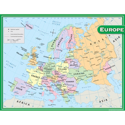 Teacher Created Resources Europe Map Chart, 17W x 22H (TCR7654)