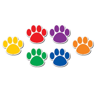 Teacher Created Resource Colorful Paw Prints Magnetic Accents, 6 x 0.4 x 7Assorted Colors, 18 per