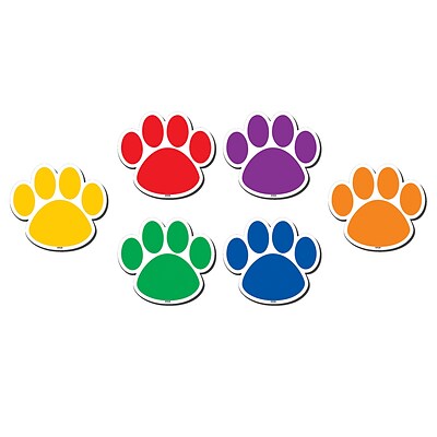 Teacher Created Resource Colorful Paw Prints Magnetic Accents, 6 x 0.4 x 7Assorted Colors, 18 per pack (BIN77207)