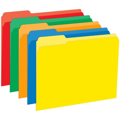 Top Notch Teacher Products Primary File Folder, 3-Tab, Letter Size, Assorted Primary Colors, 10/Pack (TOP3348)