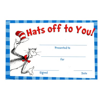 Eureka Cat in the Hat Hats Off to You! Recognition Awards, 36 ct. (EU-844790)