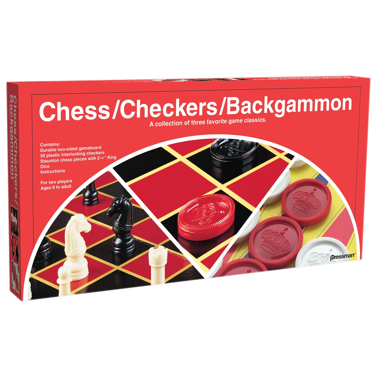 Pressman® Toy Early Learning Game, Checkers/Chess/Backgammon