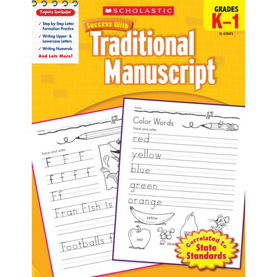 Scholastic Success With Traditional Manuscript, Grades K-1