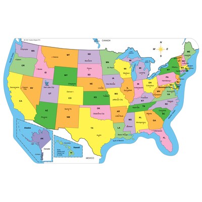 Shapes Etc Laminated Practice Map, Labeled, 9"H x 16"W US, 30/Pack (SE-1001)