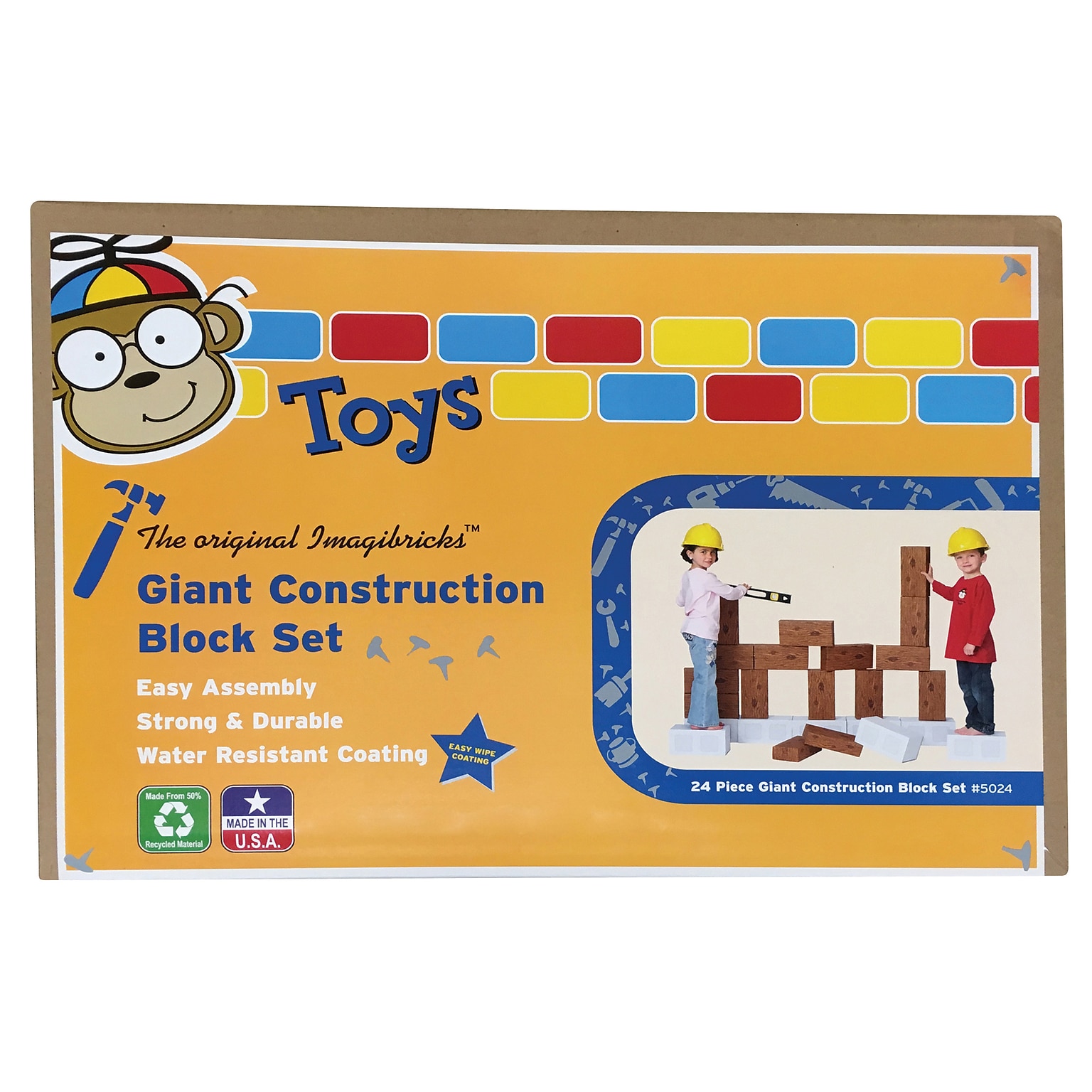 ImagiBRICKS™ Giant Construction Building Block Set, 24 Piece Set