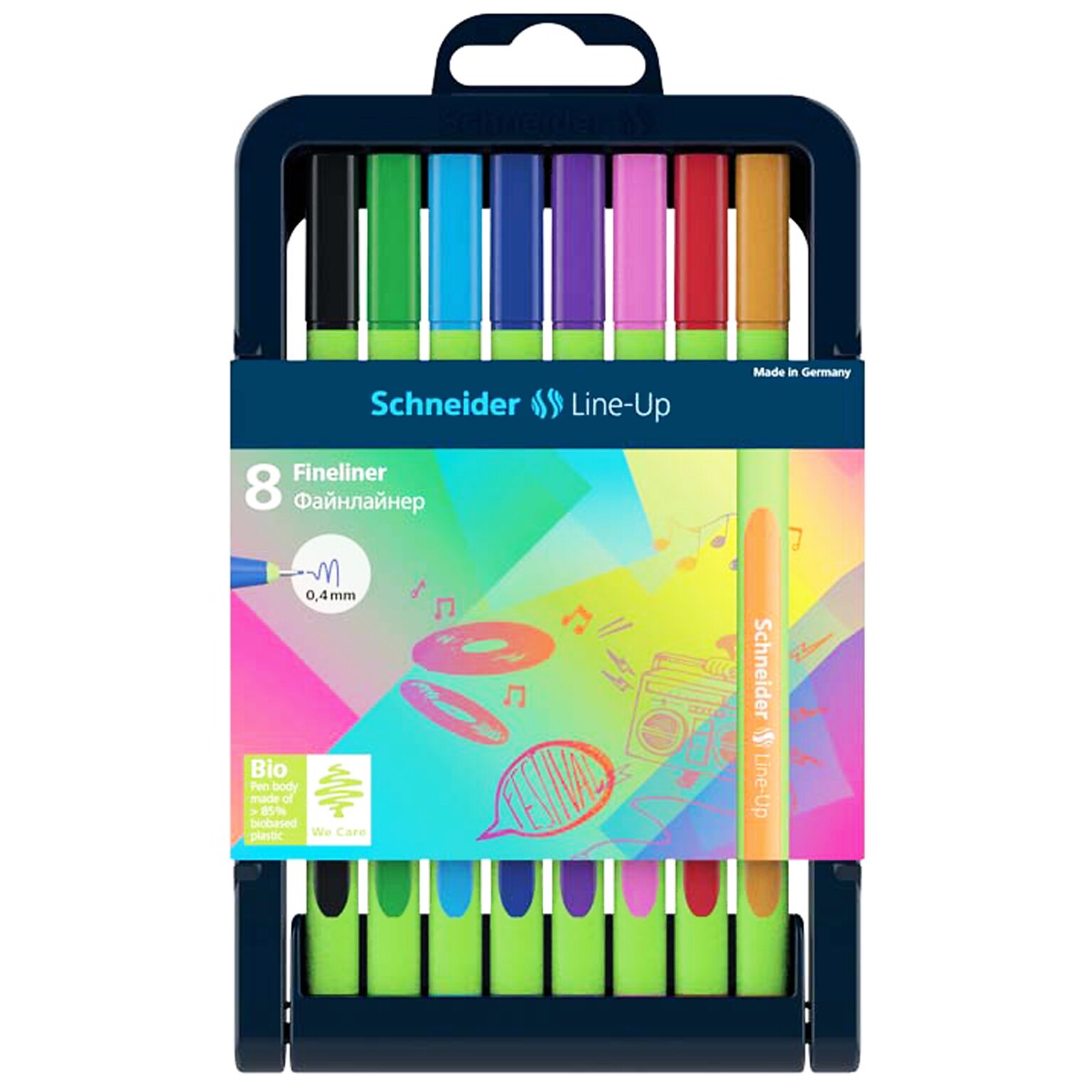 Schneider Line-Up Felt Pen, Fine Point, Assorted Colors, 8/Pack (PSY191098)