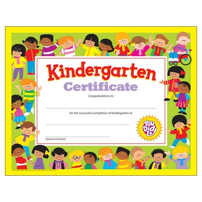 Trend Enterprises Kindergarten Diploma Certificates, 30 Certificates/Pack, 4 Packs/Bundle (T-17008)