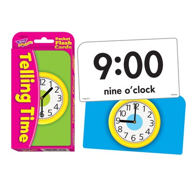 Telling Time Pocket Flash Cards for Grades 1-4, 56 Pack (T-23015)