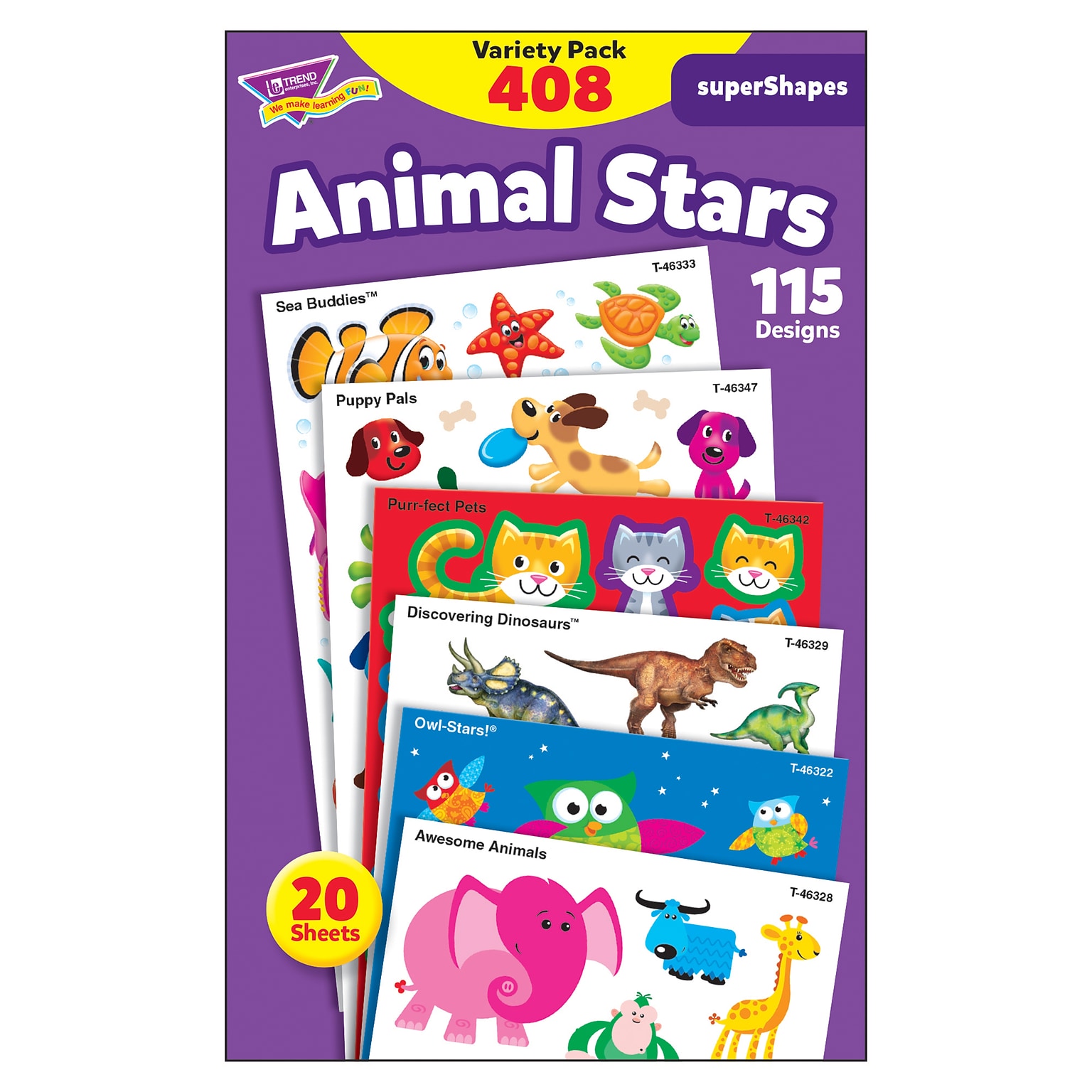 TREND® Animal Stars superShapes Stickers Large Variety Pack, 408 Count (T-46928)