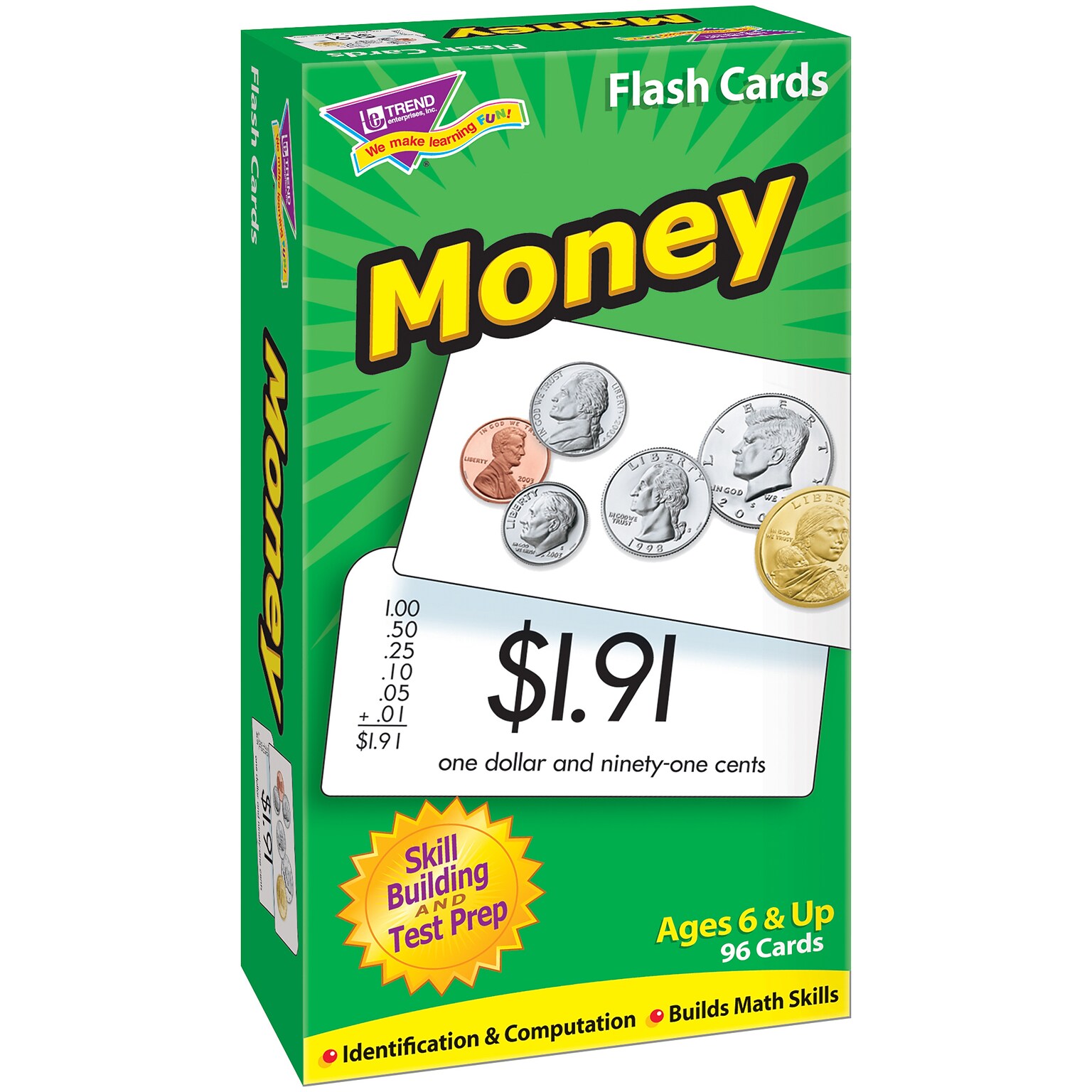 Money Skill Drill Flash Cards for Grades 1-6, 96 Pack (T-53016)