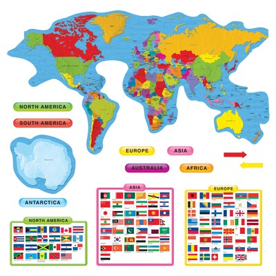 Continents & Countries Bulletin Board Set, 27 pieces