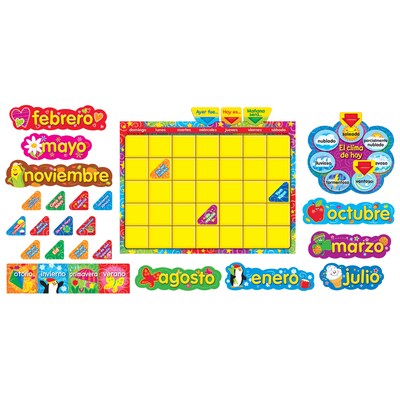 Trend Bulletin Board Set, Wipe-Off Stars n Swirls Calendar (Spanish)