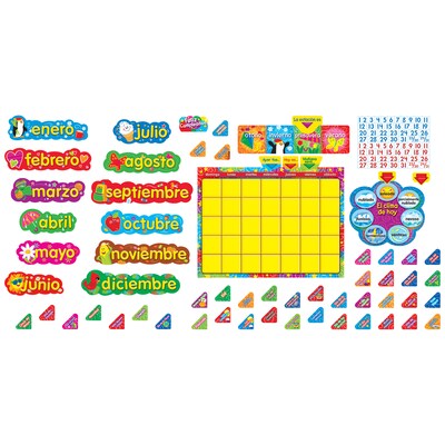 Trend Bulletin Board Set, Wipe-Off Stars 'n Swirls Calendar (Spanish)