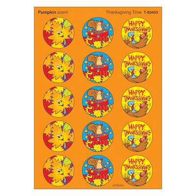 Trend Thanksgiving Time - Pumpkin Stinky Stickers Large Round, 60 ct. (T-83403)