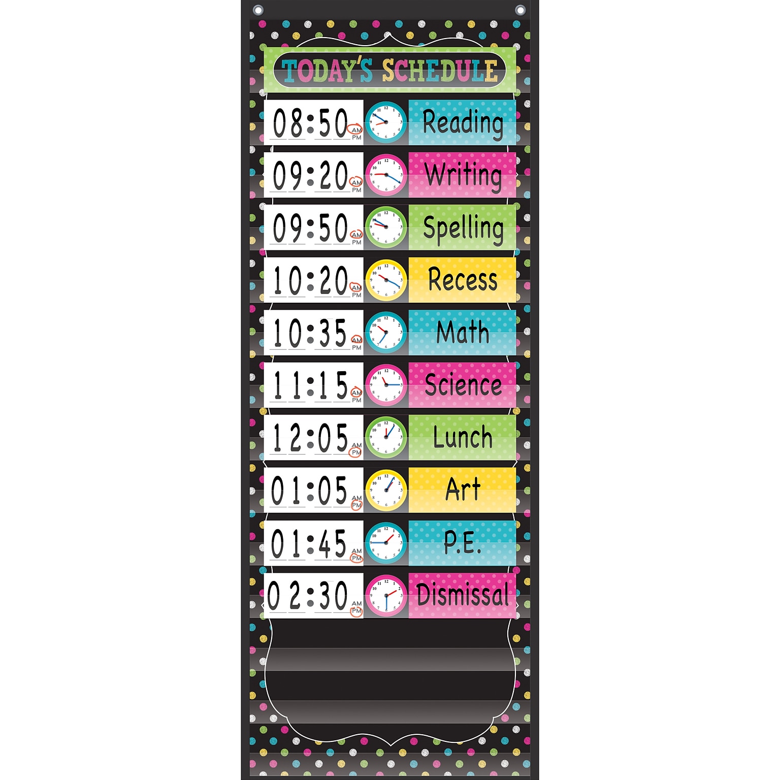Teacher Created Resources 14 Pocket Daily Schedule Pocket Chart, Chalkboard Brights (TCR20752)