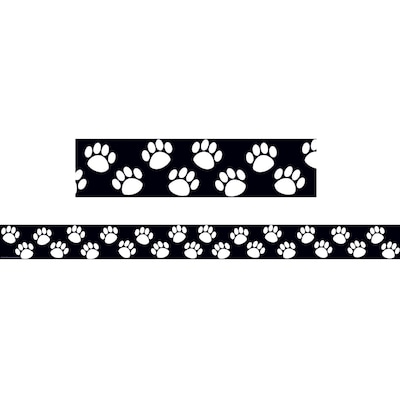 Teacher Created Resources® P-12th Grades Straight Bulletin Board Border Trim, Black/White Paw Prints