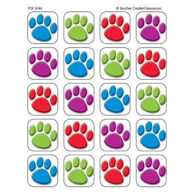 Teacher Created Resources Colorful Paw Prints Stickers, Pack of 120 (TCR5746)