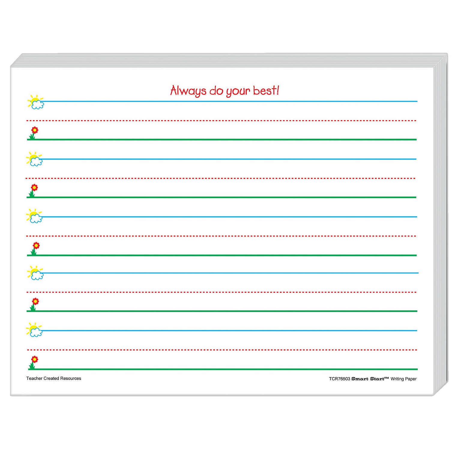 Teacher Created Resources K, 1 1 Spacing Writing Paper, Printed, Letter 8.5 x 11, White Paper, 360 Sheet