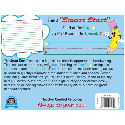 Teacher Created Resources Smart Start Handwriting Practice Paper, 11 x 8.5, White, 360 Sheets (TCR