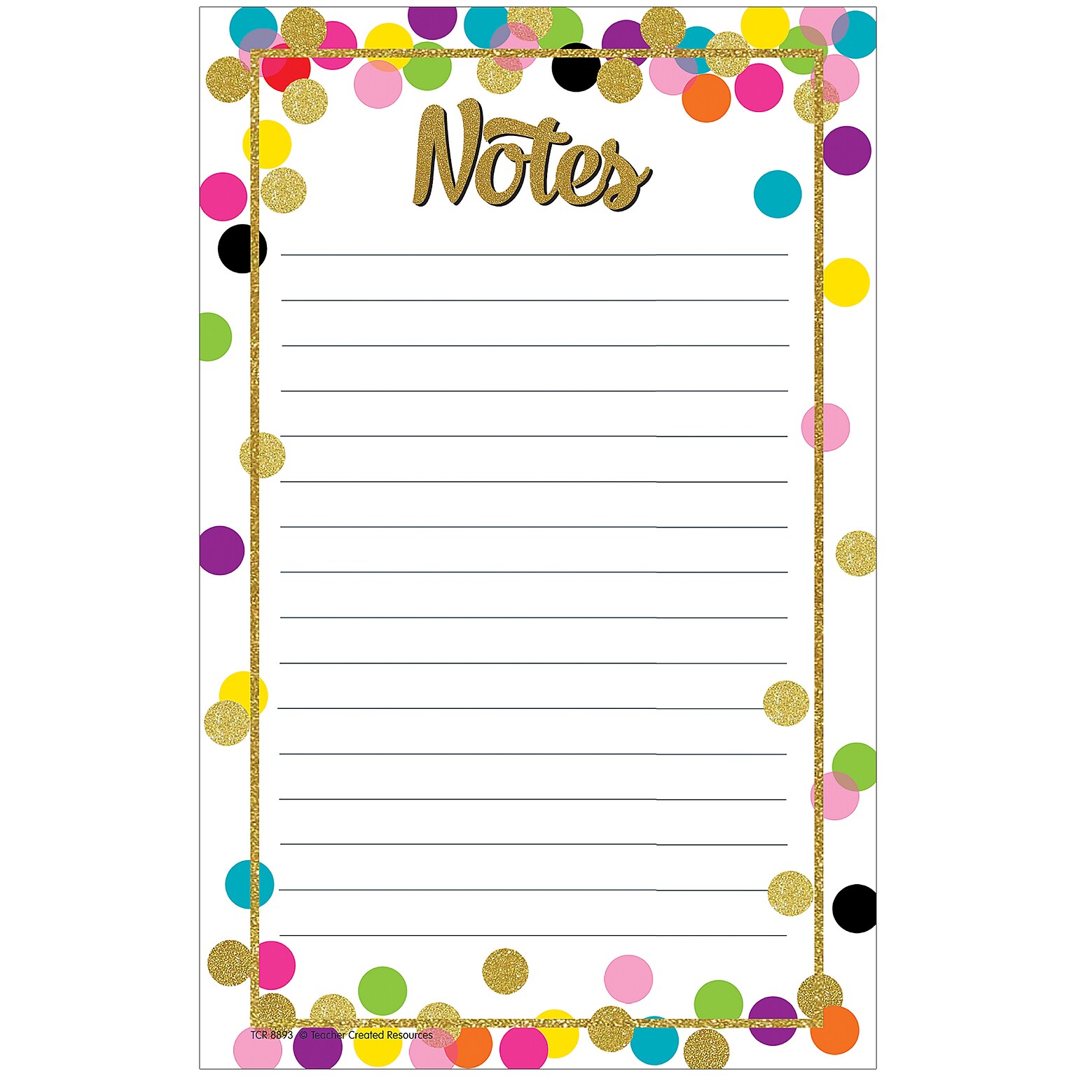 Teacher Created Resources® Confetti Notepad, 5 x 8, 3/pkg (TCR8893)